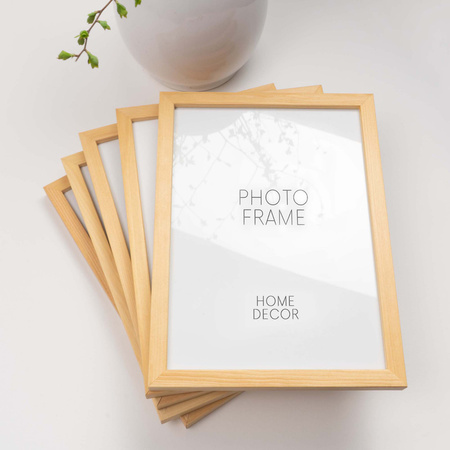 Pakiet 5 szt. naturalnych ramek drewnianych na zdjęcia PINIA 0 21x30 cm