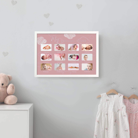 Ramka na zdjęcia MÓJ PIERWSZY ROCZEK - DZIEWCZYNKA 21x30 cm z passe partout