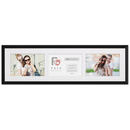 Ramka na 3 zdjęcia czarna 18x66 cm