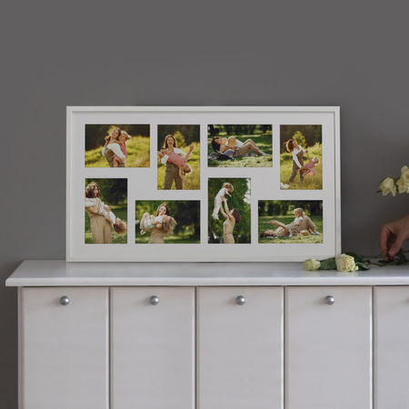Duża ramka na wiele zdjęć biała 33x60 cm - 8 zdjęć