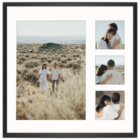 Foto Galeria 40x40 cm kolor czarny Ramka na 4 zdjęcia 21x30 cm i 9x9 cm z Passe Partout