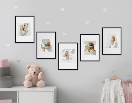 Ramka na zdjęcia LITERKA "I" 21x30 cm czarna z białym passe partout