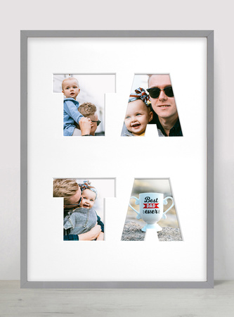 Ramka TATA 30x40 cm w kolorze szarym z białym passe partout