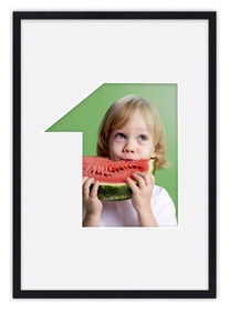 Ramka na zdjęcia CYFERKA "1" 21x30 cm czarna z białym passe partout