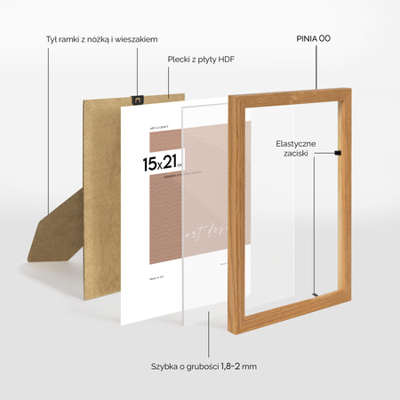 Ramka drewniana kolor dąb PINIA 00 15x21 cm