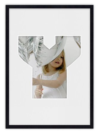 Ramka na zdjęcia LITERKA "Y" 21x30 cm czarna z białym passe partout