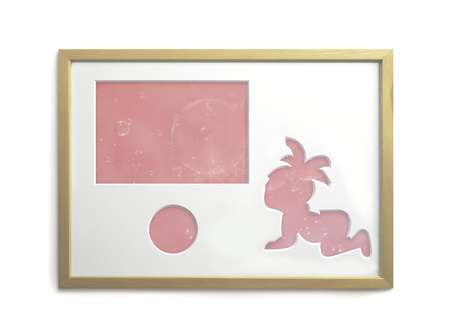 Ramka na zdjęcia do pokoju dziecięcego 21x30 cm jasne drewno z białym passe partout