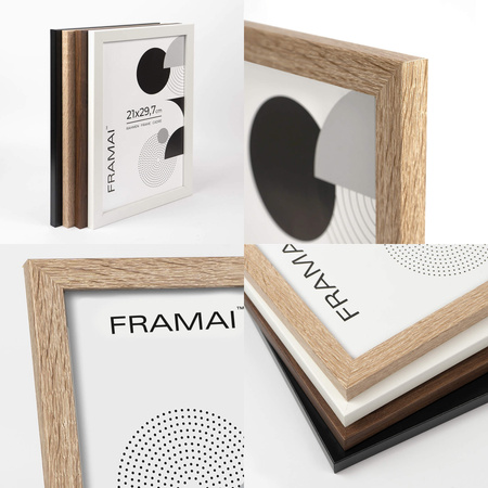 Pakiet 5 szt. ramek na zdjęcia kolor bielony dąb HEN 0 21x29,7 A4 cm