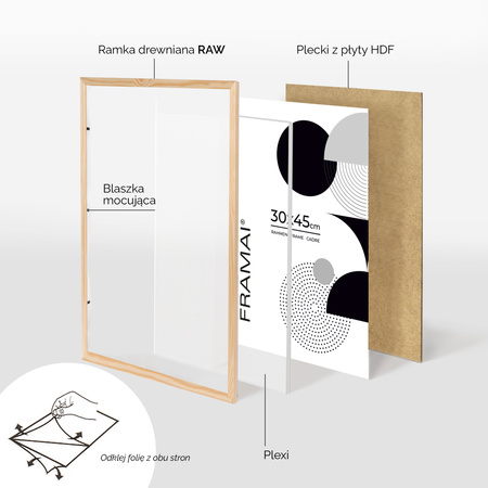 Ramka z drewna surowego na zdjęcia RAW 30x45 cm