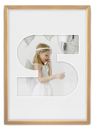 Ramka na zdjęcia LITERKA "S" 21x30 cm jasne drewno z białym passe partout