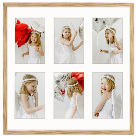Foto Galeria 40x40 cm kolor dębowy Ramka na 6 zdjęć 10x15 cm z Passe Partout