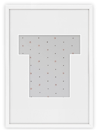 Ramka na zdjęcia LITERKA "T" 21x30 cm biała z białym passe partout