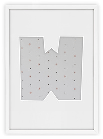 Ramka na zdjęcia LITERKA "W" 21x30 cm biała z białym passe partout
