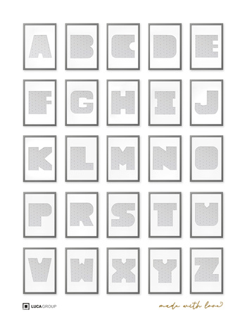 Ramka na zdjęcia LITERKA "R" 21x30 cm szara z białym z passe partout