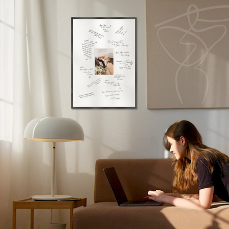 Ramka na WESELE PAMIĄTKOWA 50x70 cm czarna z białym passe partout o rozmiarze