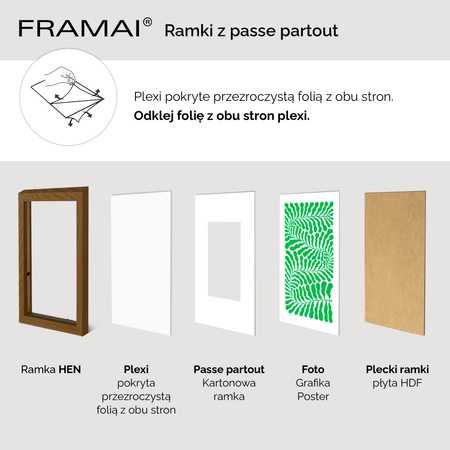 Brązowa ramka na zdjęcia HEN PASS 4 21X29,7 cm z passe partout (15x21 cm)
