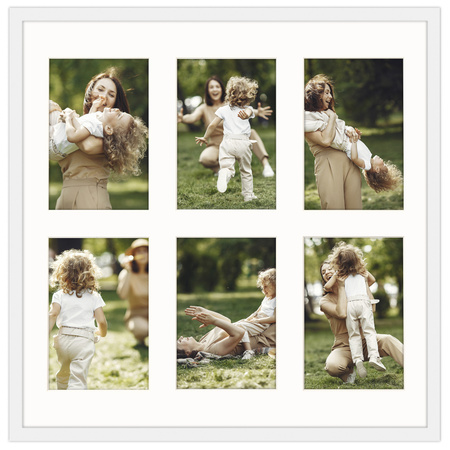 Foto Galeria 40x40 cm kolor biały Ramka na 6 zdjęć 10x15 cm z Passe Partout