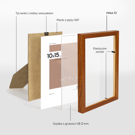 Jasno brązowa ramka drewniana PINIA 10 - 10x15 cm