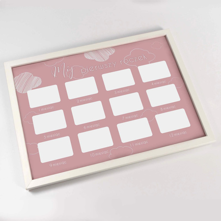 Ramka na zdjęcia MÓJ PIERWSZY ROCZEK - DZIEWCZYNKA 21x30 cm z passe partout