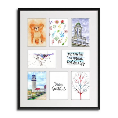 Duża ramka na wiele zdjęć czarna 40x50 cm A - 8 zdjęć