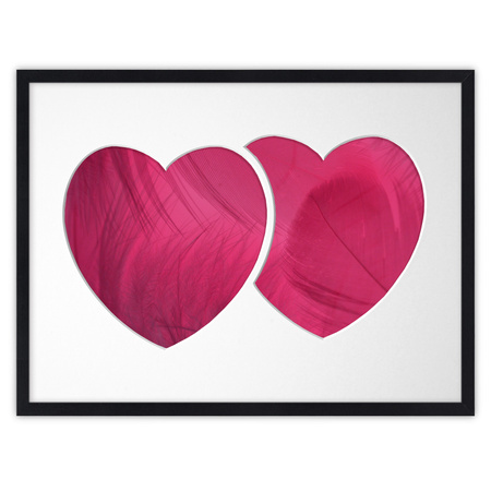 Ramka DWA SERCA 30x40 cm w kolorze czarnym z białym passe partout