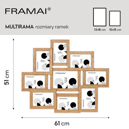 Multirama MULTI HEN 01 ramka na zdjęcia na 9 zdjęć - kolor dębowy