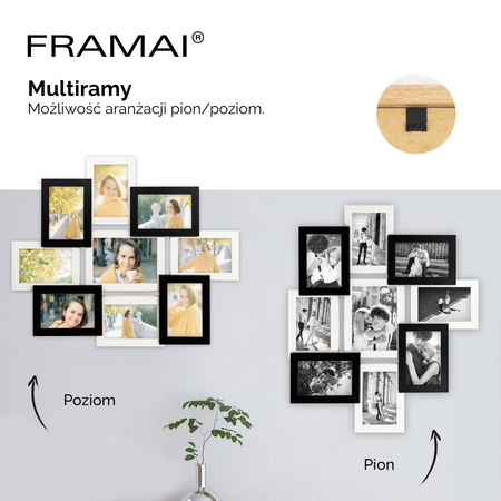 Multirama MULTI HEN 1-2 ramka na zdjęcia na 9 zdjęć - czarno-biała