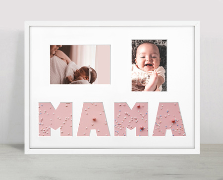 Ramka MAMA 30x40 cm w kolorze białym z białym passe partout