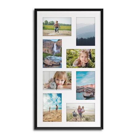 Duża ramka na wiele zdjęć czarna 33x60 cm - 8 zdjęć