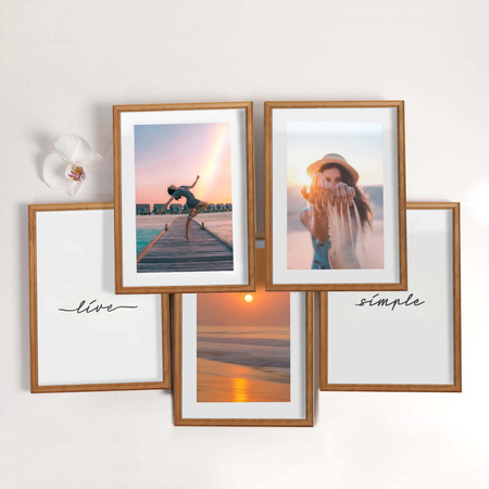 Pakiet 5 szt. ramek drewnianych na zdjęcia kolor dąb DRWA 3 21x30 cm