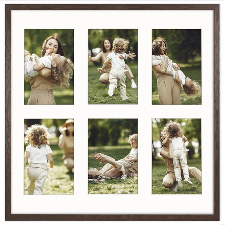 Foto Galeria 40x40 cm kolor brązowy Ramka na 6 zdjęć 10x15 cm z Passe Partout