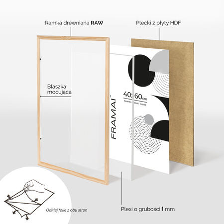 Pakiet 5 szt. ramek z drewna surowego RAW 40x60 cm