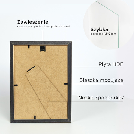 Brązowa ramka drewniana ze złotym paskiem DRI CL 4 15x21 cm