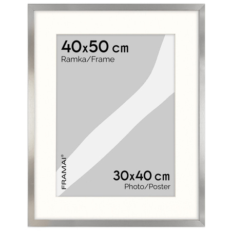 Srebrna ramka na zdjęcia HEN PASS S 40x50 cm z passe partout (30x40 cm)