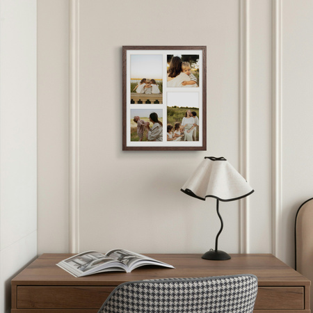 Foto Galeria 24x30 cm brązowa Ramka na 4 zdjęcia 10x15 cm 10x10 cm z Passe Partout