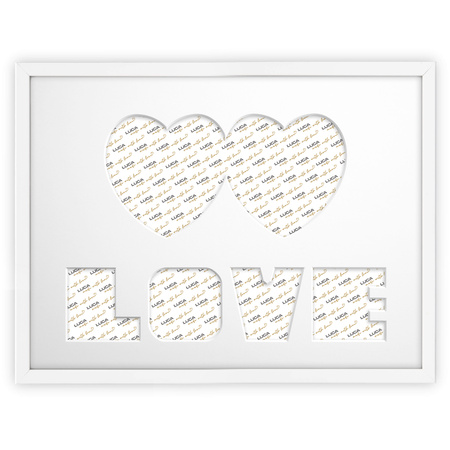 Ramka na zdjęcia LOVE 30x40 cm biała z białym passe partout