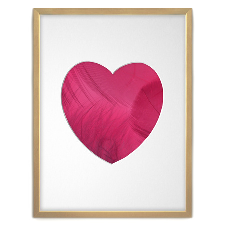 Ramka SERCE 30x40 cm w kolorze jasnego drewna z białym passe partout