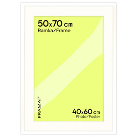 Biała ramka na zdjęcia HEN PASS 1 50x70 cm z passe partout (40x60)