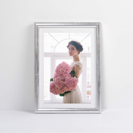 Srebrna ramka drewniana na zdjęcia EKO S2 13x18 cm