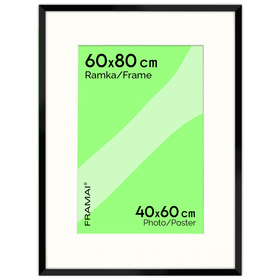 Czarna ramka na zdjęcia HEN PASS 2 60x80 cm z passe partout 60x80 (40x60)