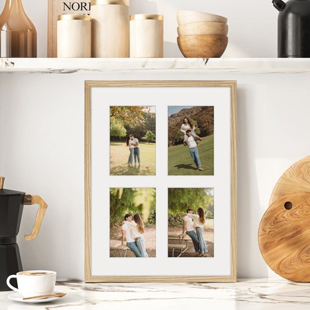 Foto Galeria 30x40 cm kolor dębowy Ramka na 4 zdjęcia 10x15 cm z Passe Partout