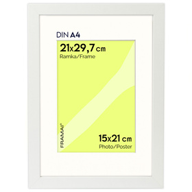Biała ramka na zdjęcia HEN PASS 1 21X29,7 cm z passe partout (15x21 cm)