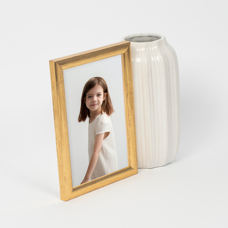 Złota ramka drewniana na zdjęcia EKO Z4 10x15 cm