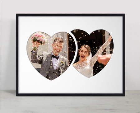 Ramka DWA SERCA 30x40 cm w kolorze czarnym z białym passe partout