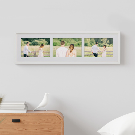 Ramka na 3 zdjęcia biała 18x66 cm