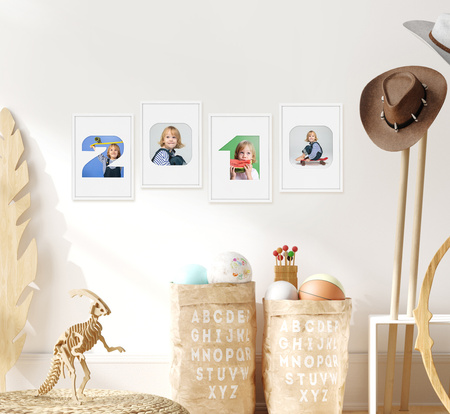 Ramka na zdjęcia CYFERKA "0" 21x30 cm biała z białym passe partout