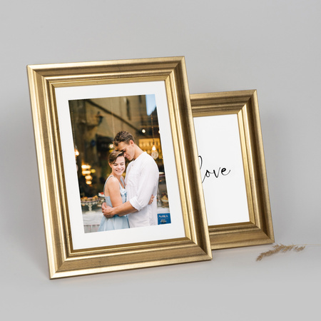 Ramka drewniana złota na zdjęcia DRL N Z 15x21 cm