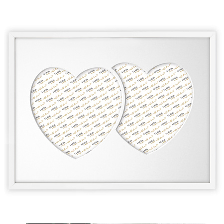 Ramka DWA SERCA 30x40 cm w kolorze białym z białym passe partout
