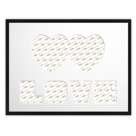 Ramka na zdjęcia LOVE 30x40 cm czarna z białym passe partout