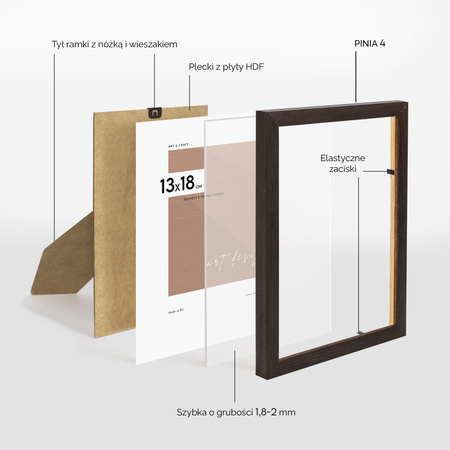 Ciemnobrązowa ramka drewniana na zdjęcia PINIA 4 13x18 cm